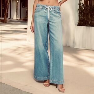 Hidden Nori High Rise Extra Wide Leg Jeans Elastic Drawstring Waistband
